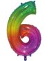 Tallet 6 - STOR Metallisk Regnbuefarget Folieballong - 76 cm