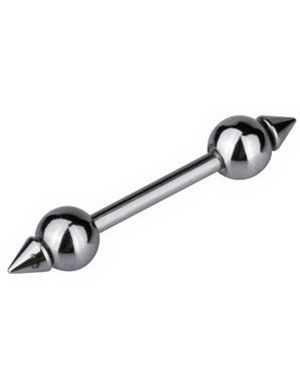 Ear Barbell With Spiked Ends - Steel