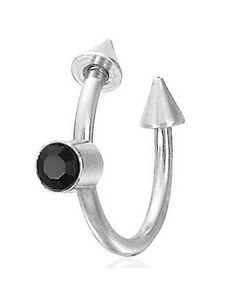 Øjenbrynspiercing med Spike Kugler & Sort Sten - 1,2 x 10 mm