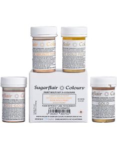 Sett med 4 stk SugarFlair Spiselig Metallic Maling - 4x20g
