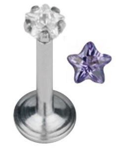 Labret Piercing med Stjerneformet Lilla Sten