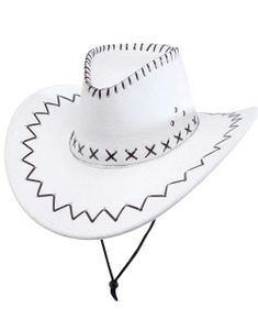 Hvid Cowboyhat med Sorte Sting