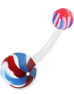 Candy Flower - Navlepiercing i Hvid, Rød og Blå