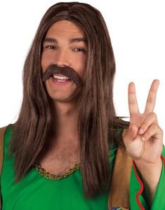 Mørkebrunt Hippie Overskæg