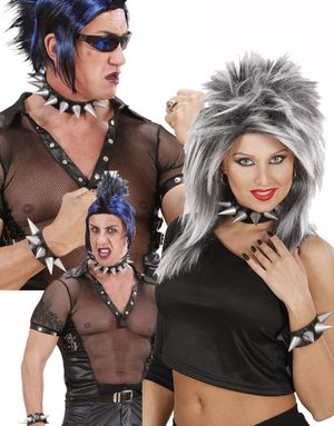 Sort Punker Choker med Store Spidse Spikes
