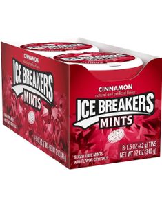 8 stk Ice Breakers Mints - Sukkerfri Sukkertøj Med Kanel Smag - Hel Kasse 340 Gram (USA Import)
