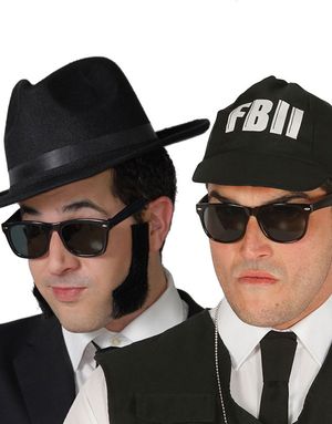 Sorte Blues Brothers/FBI Briller med Sort glas