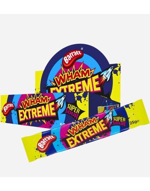 40 stk Barratt Wham Extreme Bar - Karameller med Bringebærsmak og Kjempesure Krystaller - Hel Eske 1 kg