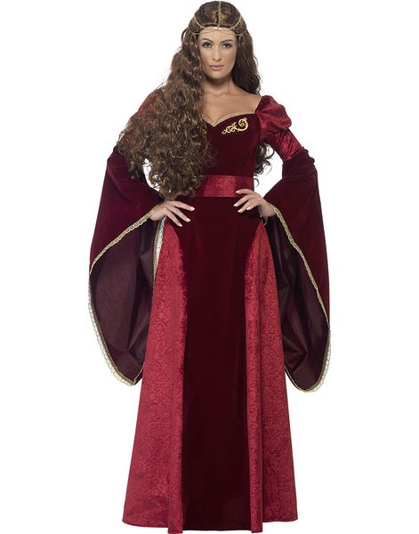 Lady Marion Rødt Middelalderkostume til Dame