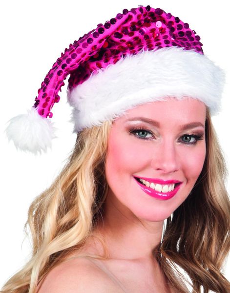 Pink Nissehue med Pailletter