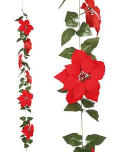 Guirlander med Røde Julestjerne-Blomster 2 meter