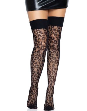 Svarte Nettingsstrømper med Leopard Motiv