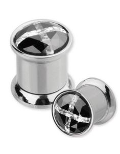 Elegant Piercing Plug med Sort & Hvid Sten