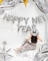 Happy New Year - Sølvfarget Folieballong 370cmx35cm