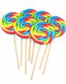 18 stk Rainbow Swirl Pops - Runde Regnbuefarvede Slikkepinde på Pind - Candy Realms - Hel Kasse 1,44 kg