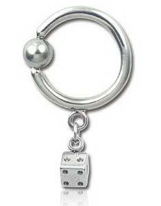 BCR Piercing med Hængende Terning - 1.6 x 12 mm