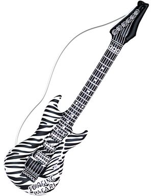 Zebramønstret Oppustelig Hvid og Sort El-Guitar - 105 cm