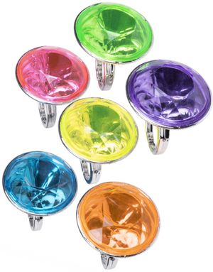 6 stk Diamantringer i Assorterte Farger