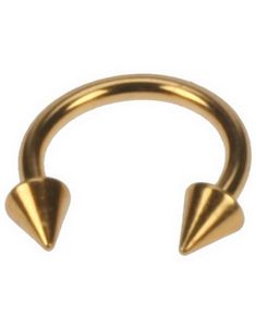 Rund Guldfarvet Øjenbrynspiercing med Spike Kugler - 1,2 x 8 mm