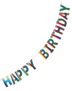 Iriserende Happy Birthday Guirlander 2 meter