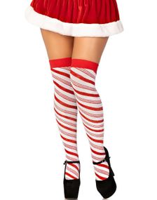 Rød-Hvite Glitterstrømper i Candy Cane-Stil