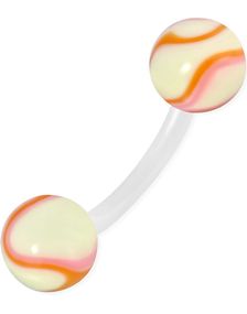 Candy Storm - Cremehvid og Orange Navlepiercing af Bioplast