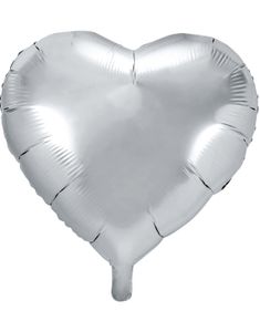 Stor Hjerteformet Sølvfarvet Folieballon 61 cm