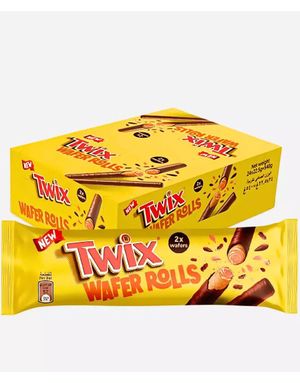 7858 Twix Wafer Rolls - Kiks Stænger med Twixfyld 22,5 Gram - Hel Æske