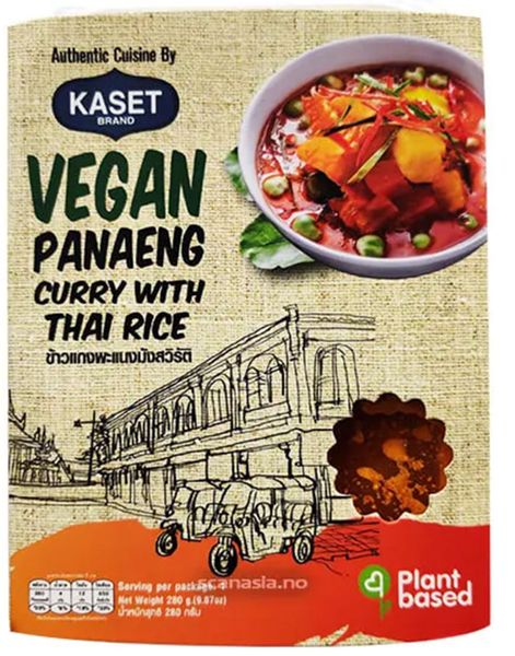 Kaset Vegan Panang Curry & Jasminris – Mikroret (kan opbevares ved stuetemperatur) 290 g (Thailand)