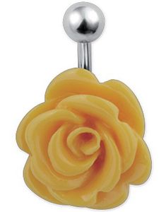 Navlepiercing med Udformet Gul Rose