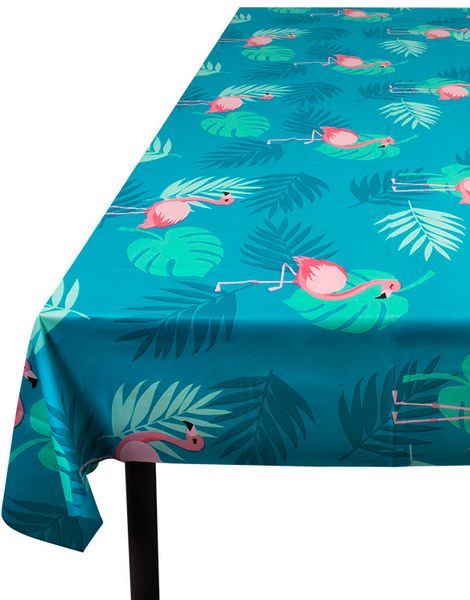 Blå Plastikdug med Motiv 130x180 cm - Flamingo Gold