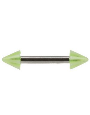 Venstre Øjenbrynspiercing med Stribet Grønne og Hvide Spike Kugler - 1.2 x 8 mm