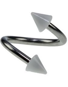 Curve Øjenbrynspiercing med Hvide Spikes - 1.2 x 8 mm