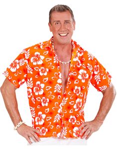 Orange Hawaii kostumeskjorte