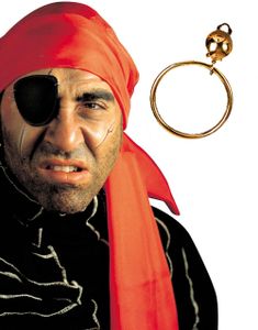 Pirat Øjenklap og Clips Øreringe med Ring