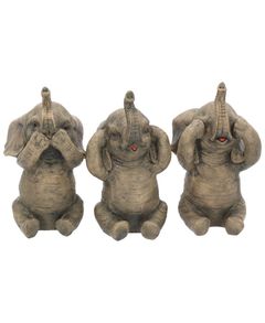 Hear No Evil, See No Evil - 3 stk Elefantfigurer 16 cm