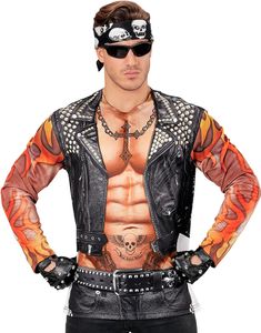 Fotorealistisk Biker T-shirt med Lange Ærmer til Mænd