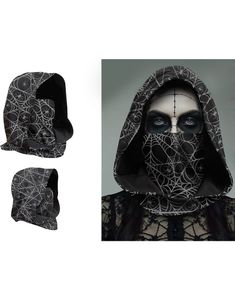 Spindelvev - Svart Hette med Maske