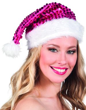 Pink Nissehue med Pailletter