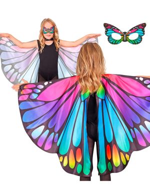 Lilla/Rosa Sommerfuglvinger Og Øjenmaske Til Børn