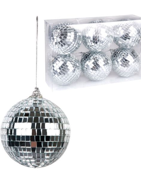 6 stk Discokugler med Tråd 8 cm - Disco Fever