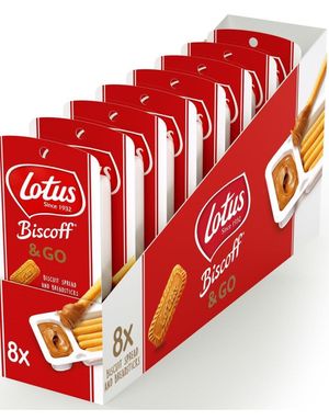 8 St Lotus Biscoff & Go - Brødpinde og Biscoff Spread - Hel Æske 360 gram