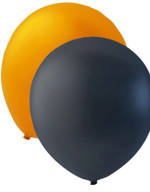 10 stk 30 cm - Sorte og Orange Balloner