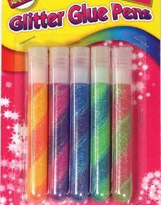 5 stk Tuber med Farverigt Glitterlim