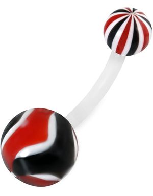 Liquorice Look - Sort, Hvid og Rød Navlepiercing af Bioplast