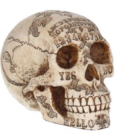 Figur af Kranie med Spirit Board / Ouija Bræt Motiv 20 cm