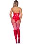 Rød Wet-Look Bodysuit - Kostyme til Dame