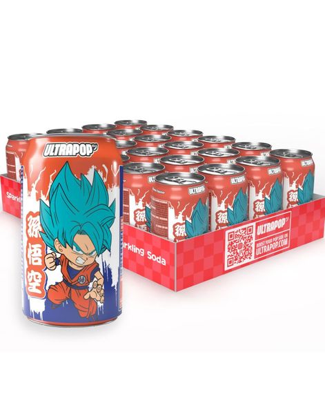 24 st Goku Strawberry & Banana Soda - Sodavand med Jordbær- og Bananesmag - ULTRAPOP - Helt Fad 24x330 ml (Japan)