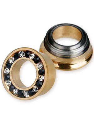 Guldfarvet Piercing Tunnel med Klare og Sorte