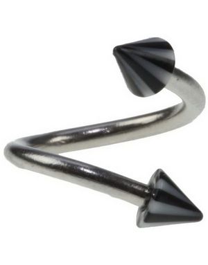 Curve Øjenbrynspiercing med Sort og Hvid Spikes - 1.2 x 8 mm